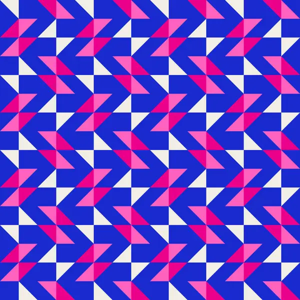 Parlak, parlak, enerjik, soyut geometrik, dikişsiz vektör deseni, renk bloğu. Yüksek kontrastlı geometrik renkli arkaplan. Pembe fuşya moru ve çivit mavisi renk kombinasyonu.