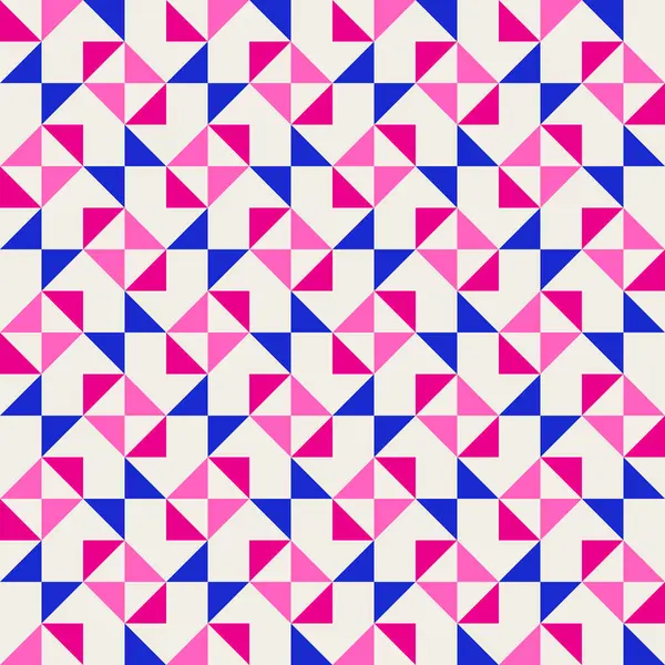 Parlak, parlak, enerjik, soyut geometrik, dikişsiz vektör deseni, renk bloğu. Yüksek kontrastlı geometrik renkli arkaplan. Pembe fuşya moru ve çivit mavisi renk kombinasyonu.