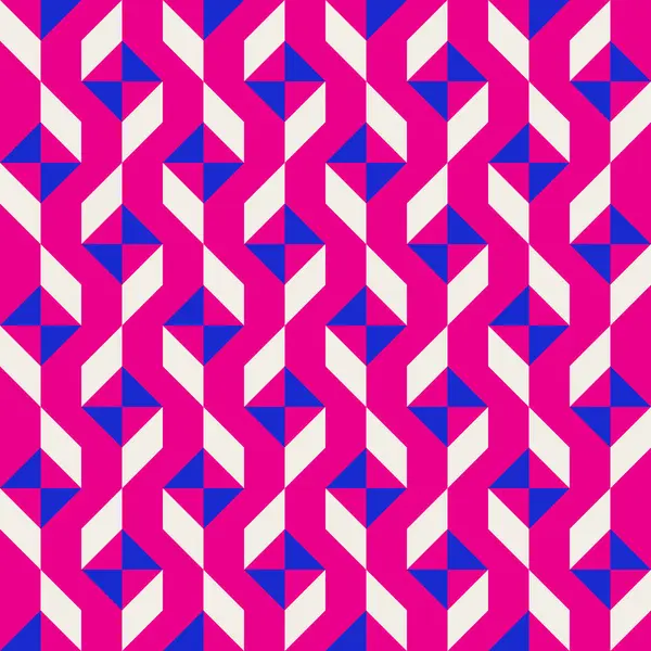 Parlak, parlak, enerjik, soyut geometrik, dikişsiz vektör deseni, renk bloğu. Yüksek kontrastlı geometrik renkli arkaplan. Pembe fuşya moru ve çivit mavisi renk kombinasyonu.