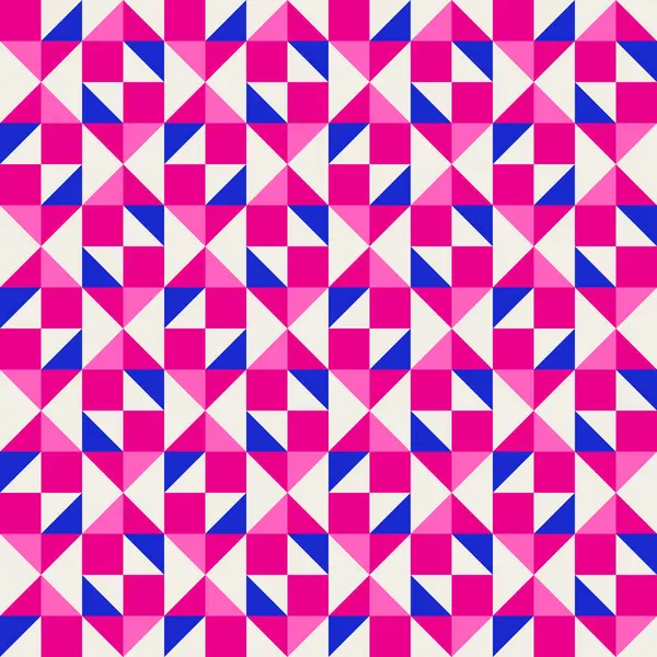 Parlak, parlak, enerjik, soyut geometrik, dikişsiz vektör deseni, renk bloğu. Yüksek kontrastlı geometrik renkli arkaplan. Pembe fuşya moru ve çivit mavisi renk kombinasyonu.