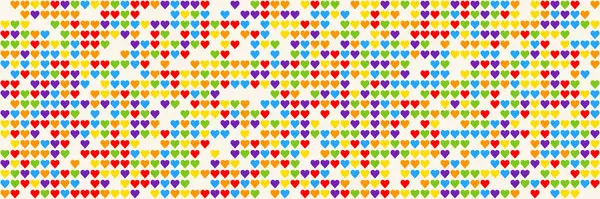 Gökkuşağı Kalbi Mozaiği, kusursuz vektör deseni gökkuşağı paletinde renkli kalpler. Arka planlar, tekstil ve bayram için mükemmel tasarımlar. Bu canlı desen her sembolle sevgi ve neşe yayar.