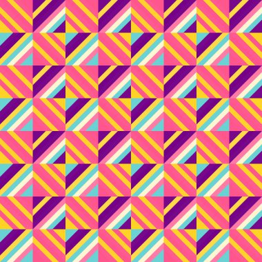 Kalın Çizgili Geometrik Şablon Vibrant Retro Renk Bloğu Tasarımı, pürüzsüz vektör deseni