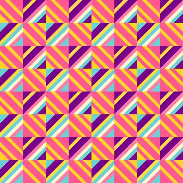 Kalın Çizgili Geometrik Şablon Vibrant Retro Renk Bloğu Tasarımı, pürüzsüz vektör deseni