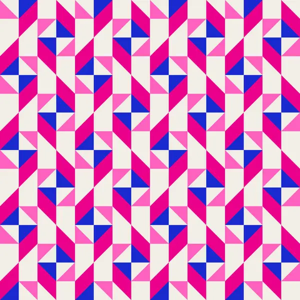 Parlak, parlak, enerjik, soyut geometrik, dikişsiz vektör deseni, renk bloğu. Yüksek kontrastlı geometrik renkli arkaplan. Pembe fuşya moru ve çivit mavisi renk kombinasyonu.