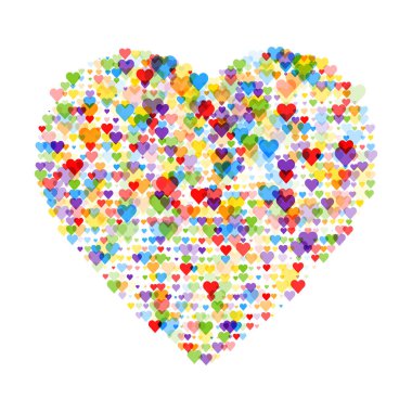 Heart Burst Patlaması Aşk Şablonu, vektör illüstrasyonu, aşk çeşitliliği konseptini gösteren bir sürü renkli kalp, tıbbi kardiyoloji posteri için festival tasarımı, kitap kapağı, web afişi, aşkı, birliği ve eğlenceyi kutlayan projeler için ideal.