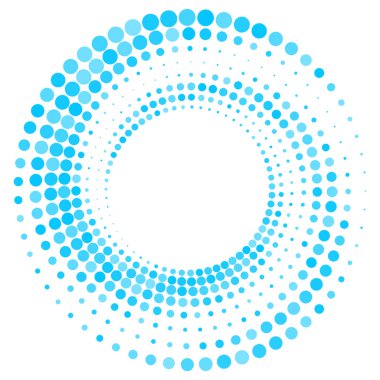 Rastgele dağılmış renkli noktaların soyut vektör çizimi, neşeli spiral girdap, beyaz arkaplanda izole edilmiş nesnelerle dinamik bileşim