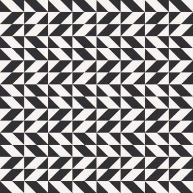 Siyah ve beyaz soyut geometrik yorgan deseni. Üçgenli yüksek kontrastlı geometrik monokrom yamalı arka plan. Basit renkler. Hatırlaması kolay. Renk bloğu vektör illüstrasyonu.