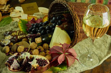 Üzüm, üzüm, şarap ve meyveler,