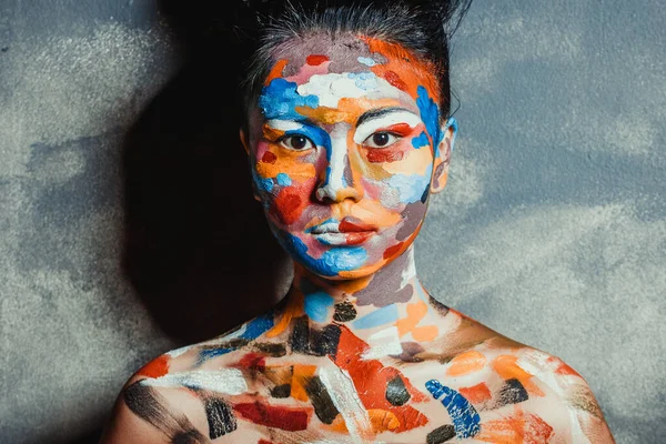 Mujer Asiática Con Faceart Cara Arte — Foto de Stock