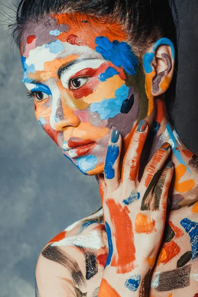 Asiatico Donna Con Faceart Faccia Arte — Foto Stock
