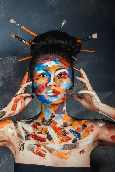 Femme Asiatique Avec Visage Art — Photo