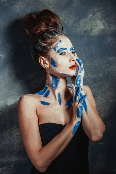 Femme Caucasienne Avec Visage Art — Photo