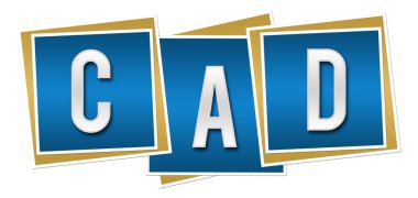 CAD - Computer Aided Design text written over blue background.