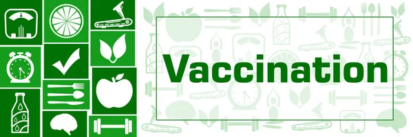 Vaccinatie Concept Beeld Met Tekst Gezondheid Gerelateerde Symbolen — Stockfoto