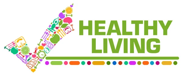 Gesundes Leben Konzeptbild Mit Text Und Gesundheitsbezogenen Symbolen — Stockfoto