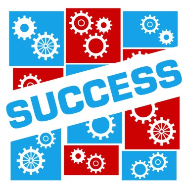 Metin ve dişli sembolleri ile başarı konsepti resmi.