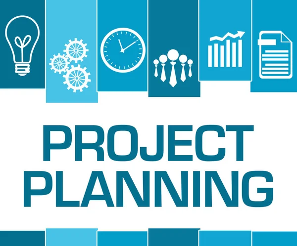 stock image Project planning text written over blue background.