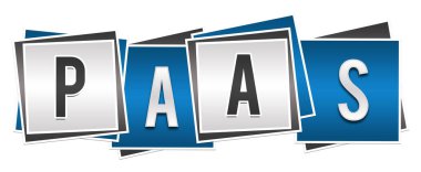 PaaS - Mavi gri arkaplan üzerine yazılmış bir servis metni olarak platform.