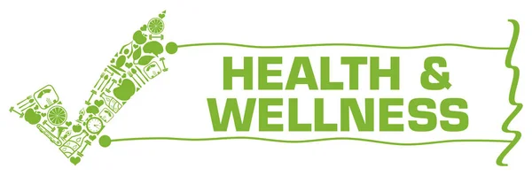 Zdravotní Wellness Koncept Obraz Textem Zdravotními Symboly — Stock fotografie