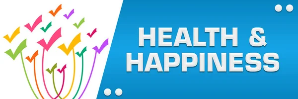 健康と幸福の概念画像テキストとチェックマークのシンボル — ストック写真