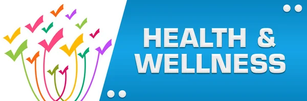 Obraz Koncepcyjny Health Wellness Symbolami Znaków Tekstowych Znaków Zaznaczenia — Zdjęcie stockowe