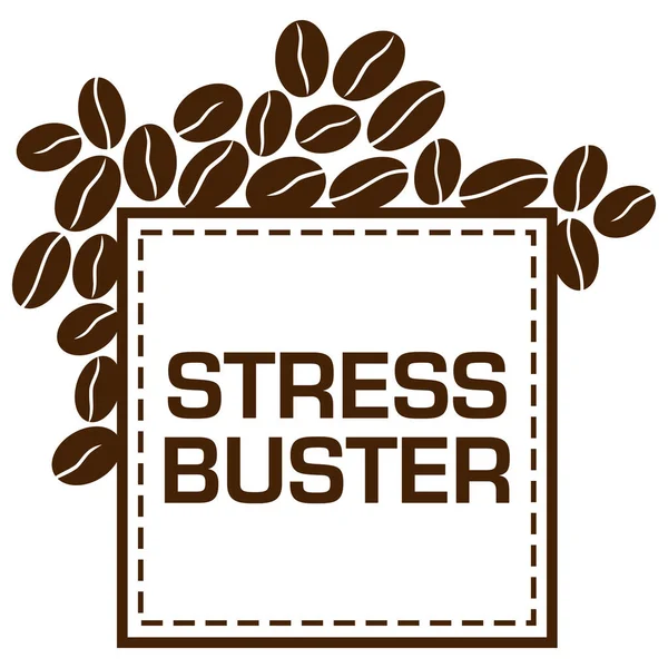 ストレステキストとコーヒー豆のシンボルとバスターコンセプトイメージ — ストック写真