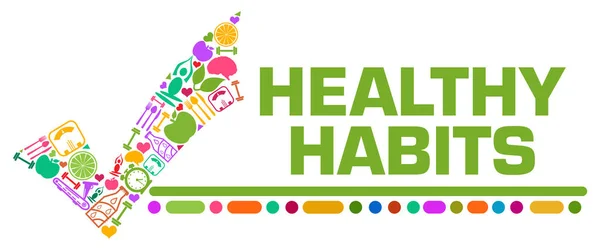 健康習慣の概念イメージとテキストと健康関連のシンボル — ストック写真