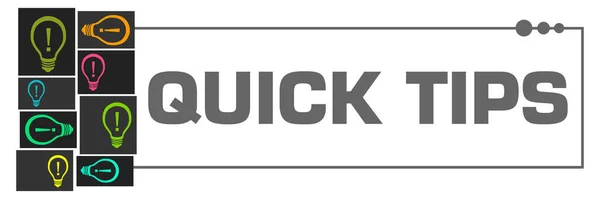 Quick Tips Concept Image Text Bulb Symbols — Stockfoto