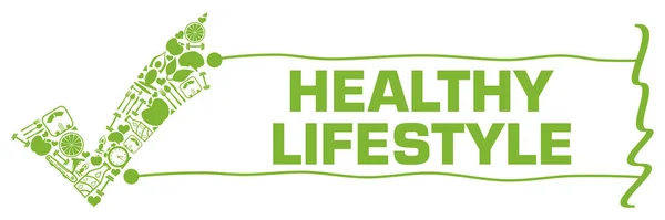 Gesunder Lebensstil Konzeptbild Mit Text Und Gesundheitsbezogenen Symbolen — Stockfoto