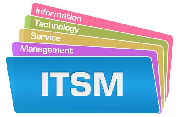 Itsm 情報サービス管理テキストが青のカラフルな背景に書き込まれます — ストック写真