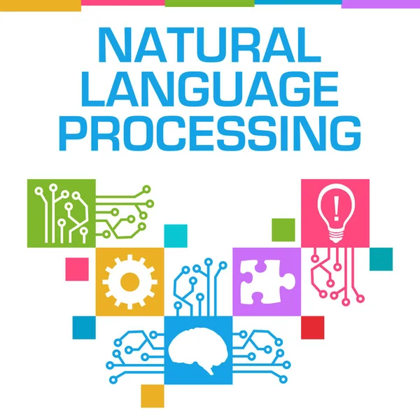 stock image Natural Language Processing concept image with text and related symbols.