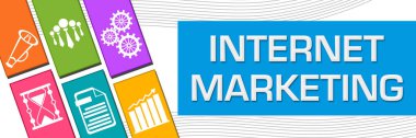 Metin ve ilgili sembollerle internet pazarlama konsepti.