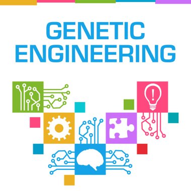 Metin ve ilgili sembollerle Genetik Mühendisliği konsepti.