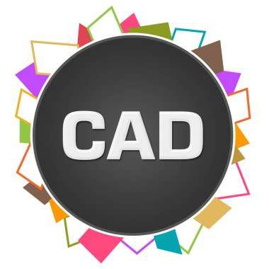 CAD - Computer Aided Design text written over dark colorful background.