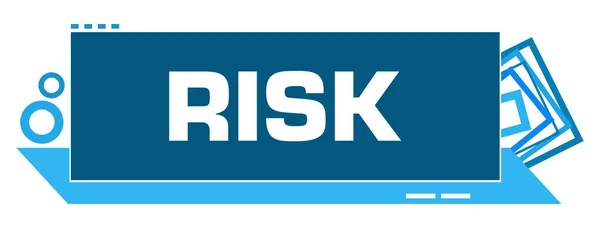 Kockázati Szöveg Kék Háttérrel — Stock Fotó