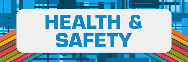 青のカラフルな背景に書かれた健康と安全のテキスト — ストック写真