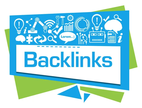 Imagen Concepto Backlinks Con Símbolos Texto Tecnología — Foto de Stock