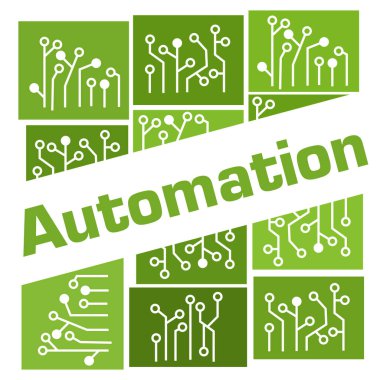 Metin ve devre sembolleriyle otomasyon konsepti resmi.