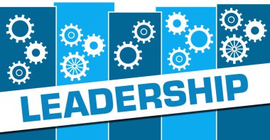 Metin ve dişli sembollü liderlik konsepti.