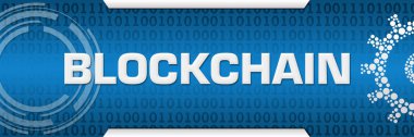 Mavi arkaplan üzerine yazılmış blok zinciri metni.