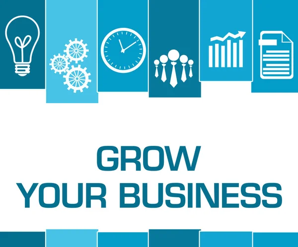 Grow your business concept image with text and business symbols.