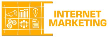 Metin ve iş sembolleriyle internet pazarlama konsepti.