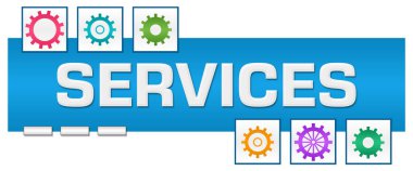 Metin ve dişli simgeleriyle servis konsepti.