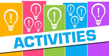 Activities concept image with text and bulb symbols. clipart