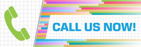 Call us now text written over green blue background.
