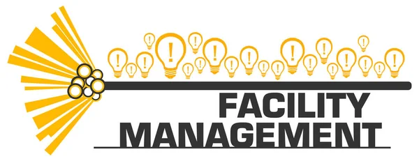 Facility Management concept image with text and bulb symbols.