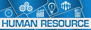 Human resource text written over blue background.