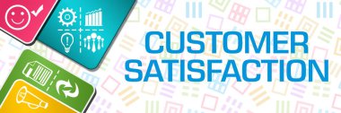 Metin ve iş sembolleriyle Müşteri memnuniyeti konsepti görüntüsü.