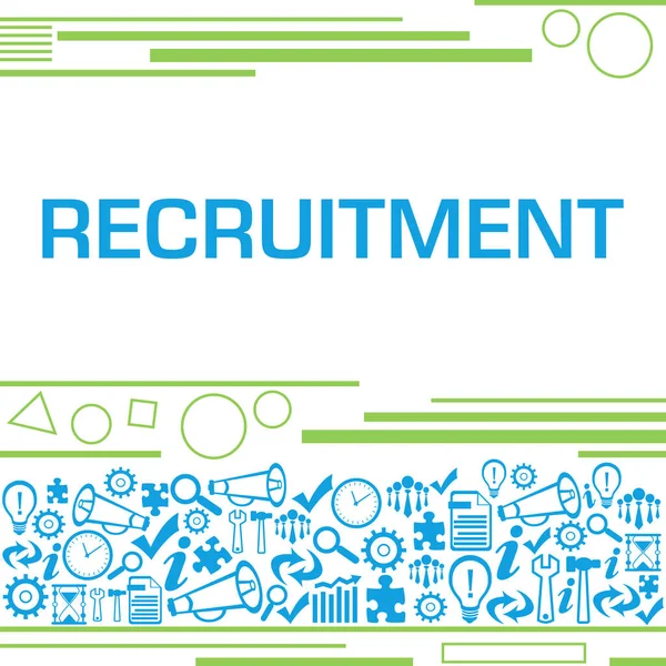 Recruitment concept image with text and business symbols.