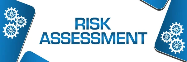 Risk assessment text written over blue background.